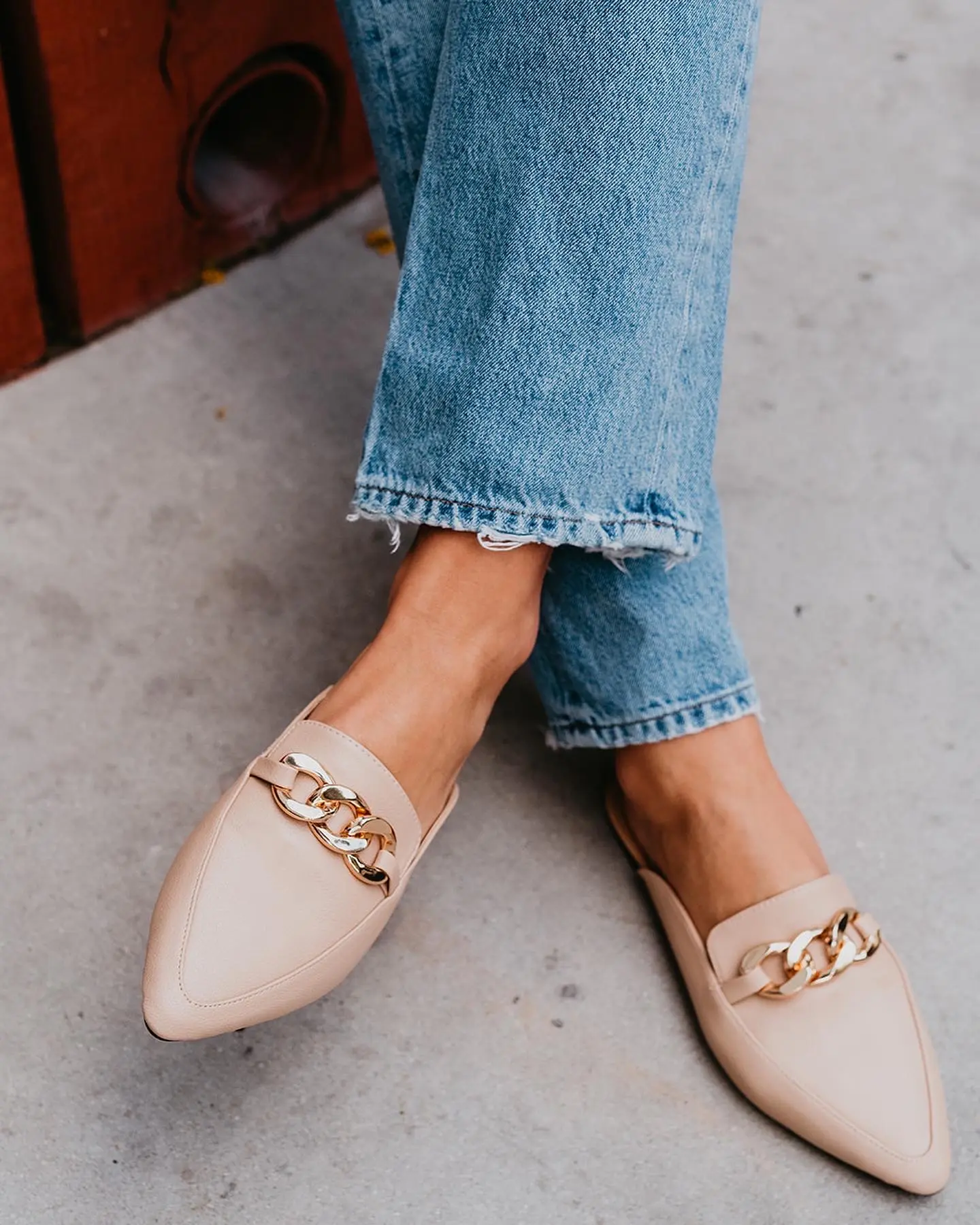 Tan pointed backless mules- Uptown Girl Tan pointed backless mules- Uptown Girl