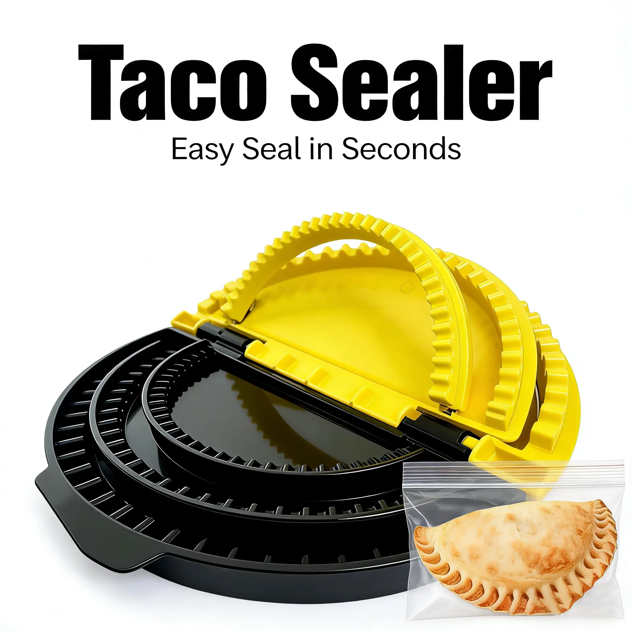 3-in-1 Tortilla Crimper & Press, Quesadilla Maker, Tortilla Sealer, Empanada Press, Create Sealed Quesadillas, Burritos, Dumplings(6/8/10 inch), Black-Yellow Quesadilla & Tortilla Makers, Enthusiasts, Sizes
