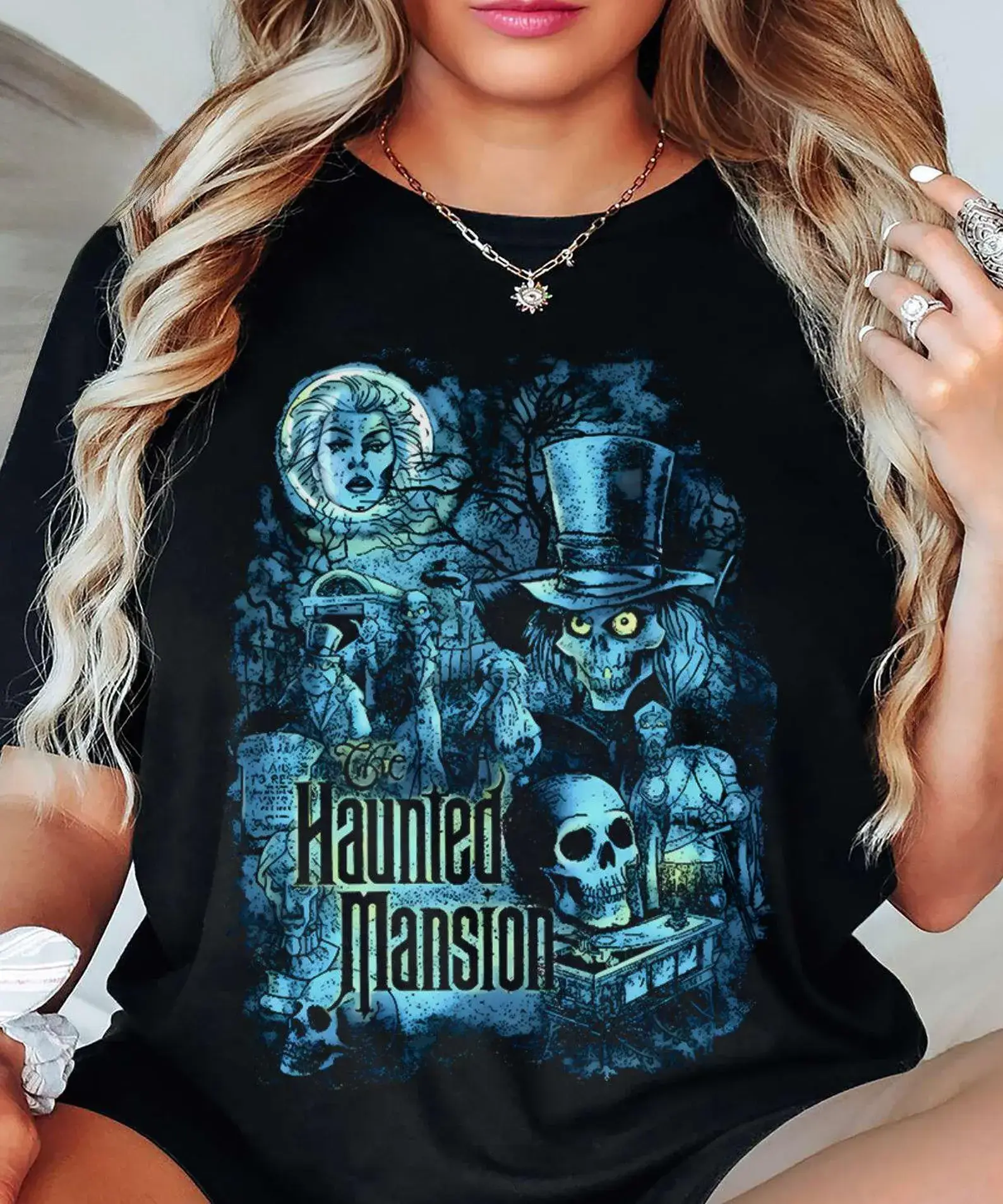 Men's Short-Sleeve Casual Style T-Shirt - Haunted Mansion Halloween Top, Vintage Spooky Disneyland Family Trip Apparel, Cute Birthday Gift Streetwear, Tops, Shortsleeve