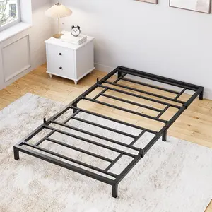 6-Inch Twin Metal Platform Bed Frame with Storage Functionality, Steel Slat Support, Mattress Foundation, No Box Spring Needed, Easy to Assemble, Black