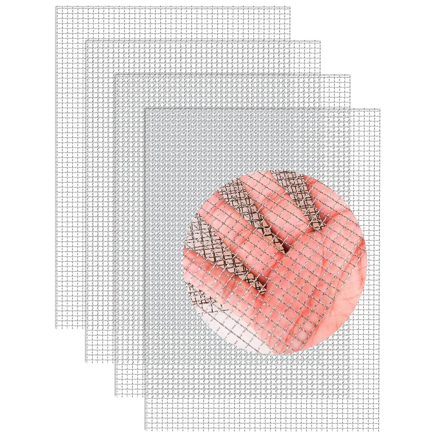 4 Pack 5 Stainless Steel Mesh, 12x8 Inch Wire Mesh Sheets for DIY Projects - Easy to Cut, No Rust