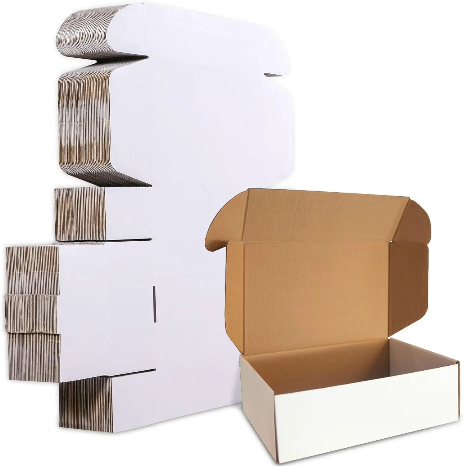 Mimi's Production 10x10x3/ 9.5x9x3 Inches White Shipping Boxes Set of 25, Recyclable Literature Mailer Boxes for Small Business Packaging, Mailing, Shipping