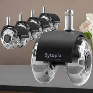 Sytopia Office Chair Caster Wheels - 2" Heavy Duty Rubber Rollers, Safe for Hardwood and Carpet, Universal 11x22mm, Smooth & Quiet, Set of 5