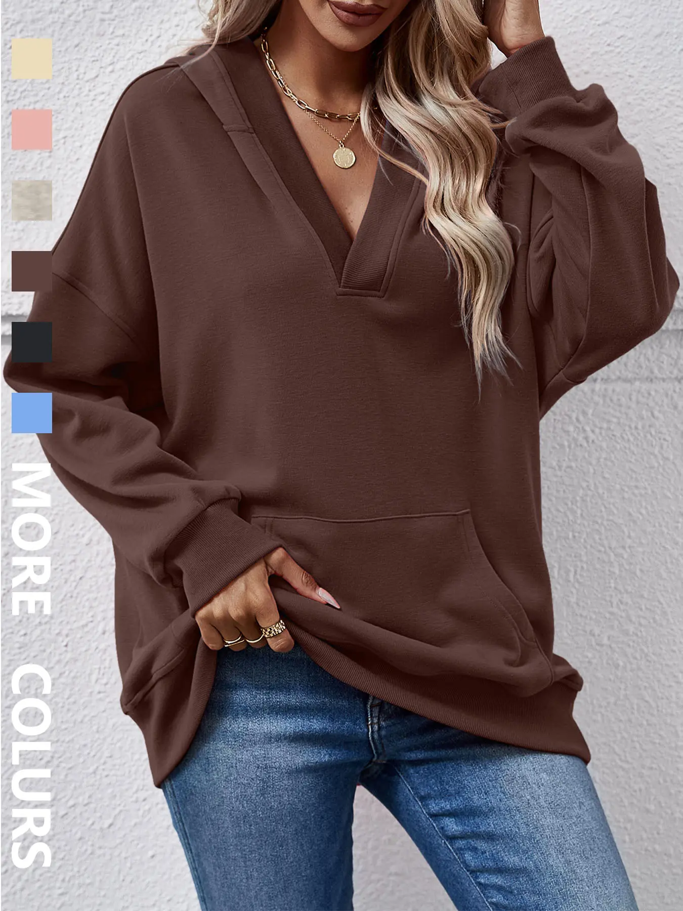 Women's Casual Hooded Sweatshirt Pullover Kangaroo, Casual Pullover Hoodie, Casual Pullover Hoodies, Loose Fit Long Sleeve Fall & Winter Wear, Warm Daily, Basic Essential Everyday Fashionable Streetwear Style Tops