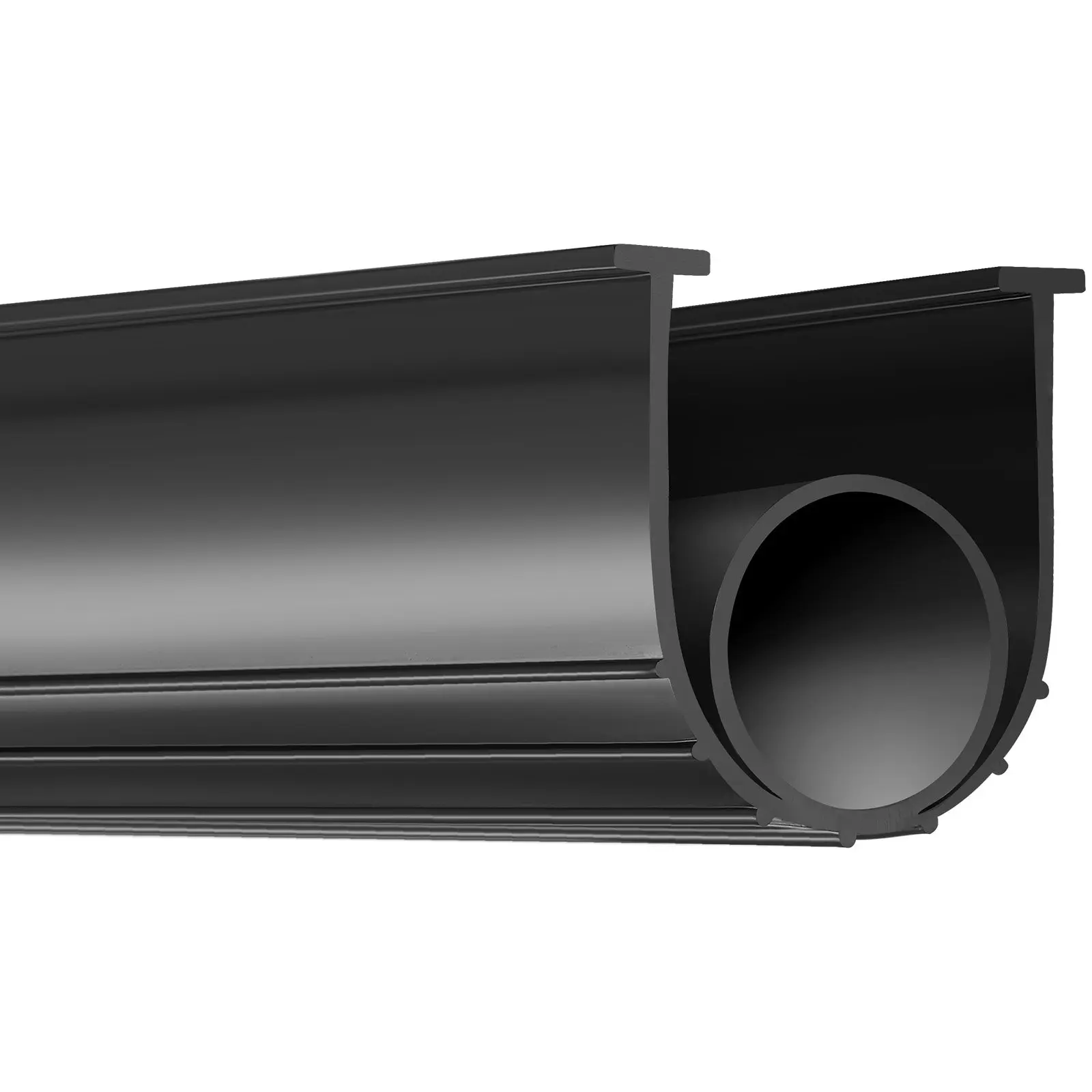 VEVOR Garage Door Seals Bottom Rubber, U Shape+O Ring Garage Door Weather Stripping, Universal Weatherproof Threshold Buffering Sealing Rubber, 5/16 inch T-ends and 3 3/4 inch Width (16 Ft, Black)