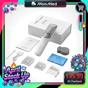MomMed Baby Hair Clippers, Ultra Quiet Electric Vacuum Baby Clippers with Charger Base, Cordless Rechargeable Waterproof Haircut Kit for Kids & Men