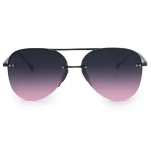 Smaller Megan 2 Faded Purple Pink - Tangle Free Aviator Sunglasses - Rimless Design Polarized UV400 Protection