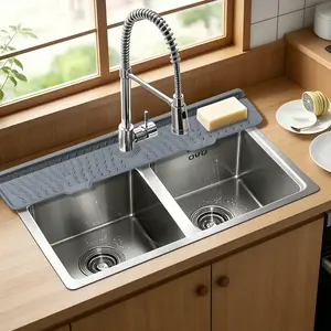 Water faucet drip tray, splash-proof water splash guard and water-absorbing kitchen and bathroom countertop mat, anti-slip silicone waterproof tray, upgraded thickened design, Household Items