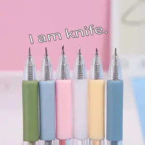 Random Color Press Pen Knife, 1 Piece Random Color Pen Knife, Durable & Convenient Design, Perfect Gift Idea, Multifunctional Stationery, Office Stationery Supplies, Penknife