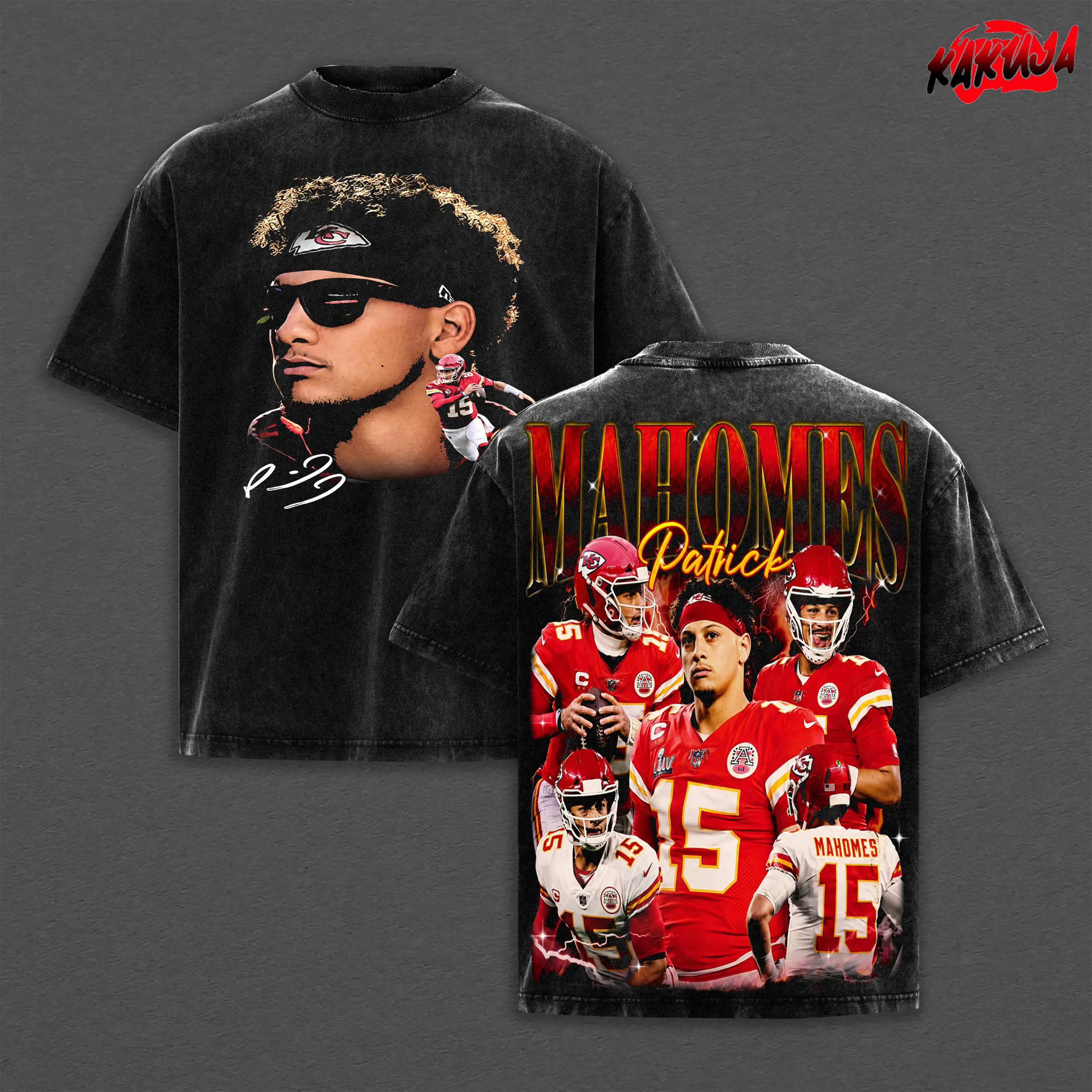 Patrick Magic Mahomes Premium Acid Washed Cotton T-Shirt 15, Chiefs Kingdom Apparel, Mahomes Football Fans Streetwear Tee, Gift For Football Fan Graphic Tee T-Shirt,90s graphic good tees Casual American Short Sleeve Unisex T-shirt, Streetwear
