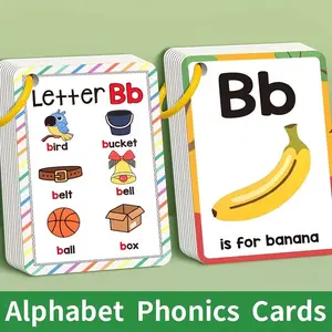 27 English learning cards for letter pronunciation, Vocabulary flashcards, Colorful flashcards and phonetic symbols, suitable for children, early literacy development gifts, with illustrations and durable paper materials