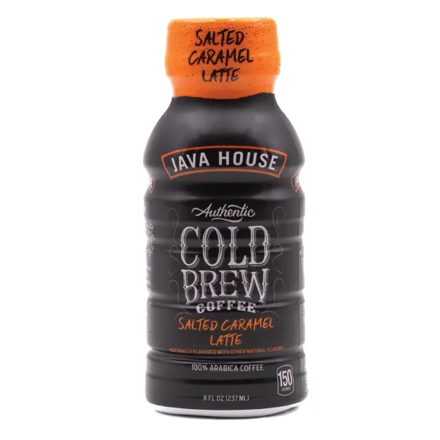 Java House Cold Brew Coffee, Salted Caramel Latte, 12 Pack of 8oz Bottles, Ready to Drink Instant Cold & Iced Coffee (Salted Caramel Latte)