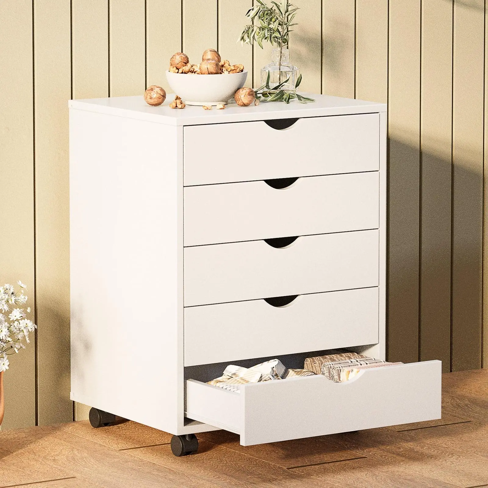Gianna 5-Drawer Storage Cabinet, Rolling Storage Cart with Wheels for Office Bedroom & Home Organization, Portable Drawer Organizer