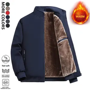 Men's Solid Color Zipper Warm Fleece Jacket, Warm Multi-Pocket Casual Coat, Windproof Pilot Jacket, Regular Fit Casual Long Sleeve Front Zipper Coat, Suitable for Autumn and Winter, Everyday Men's Wear, Outerwear