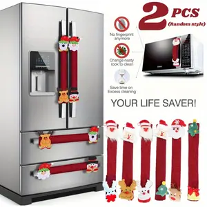 Christmas Refrigerator Handle Cover Set, Cute Snowman Design, Fits Home Appliances, Microwave, Dishwasher, Holiday Decorations
