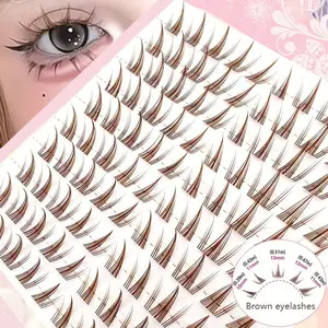 Brown False Eyelashes, 100 Clusters Sunflower Brown False Eyelashes, DIY, Natural, Makeup, Cosmetic, Natural Appearance, Comfortable, Versatile, Curled, Roleplay, Cosplay, Anime and Manga False Eyelashes, High-Quality Mink False Eyelashes
