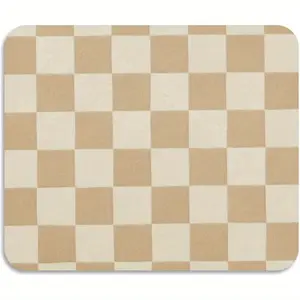 Heat-Resistant Checkered Beige Dish Drying Mat with Non-Slip Rubber Backing - Durable Kitchen Counter Mat for Coffee Maker, Espresso Machine, and Drainer - Stylish Beige & White Design, Coffee Mat for Kitchen Counter, Espresso Machine Accessory, Modern