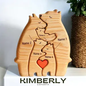 Personalized Wooden Bear Family Puzzle, Mothers Day Gift, Unique Family Gift, Home Keepsake, Custom Ornament For Family Of 2-10, Anniversary