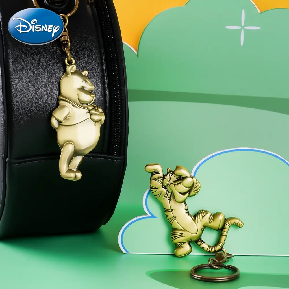 Disney Officially Licensed Authentic Winnie The Pooh And Tigger Metal Keychain Fashionable Alloy Keychain Cute Brass Keyring For Bags And Cars Perfect New Year And Christmas Gift For Friends Or Couples