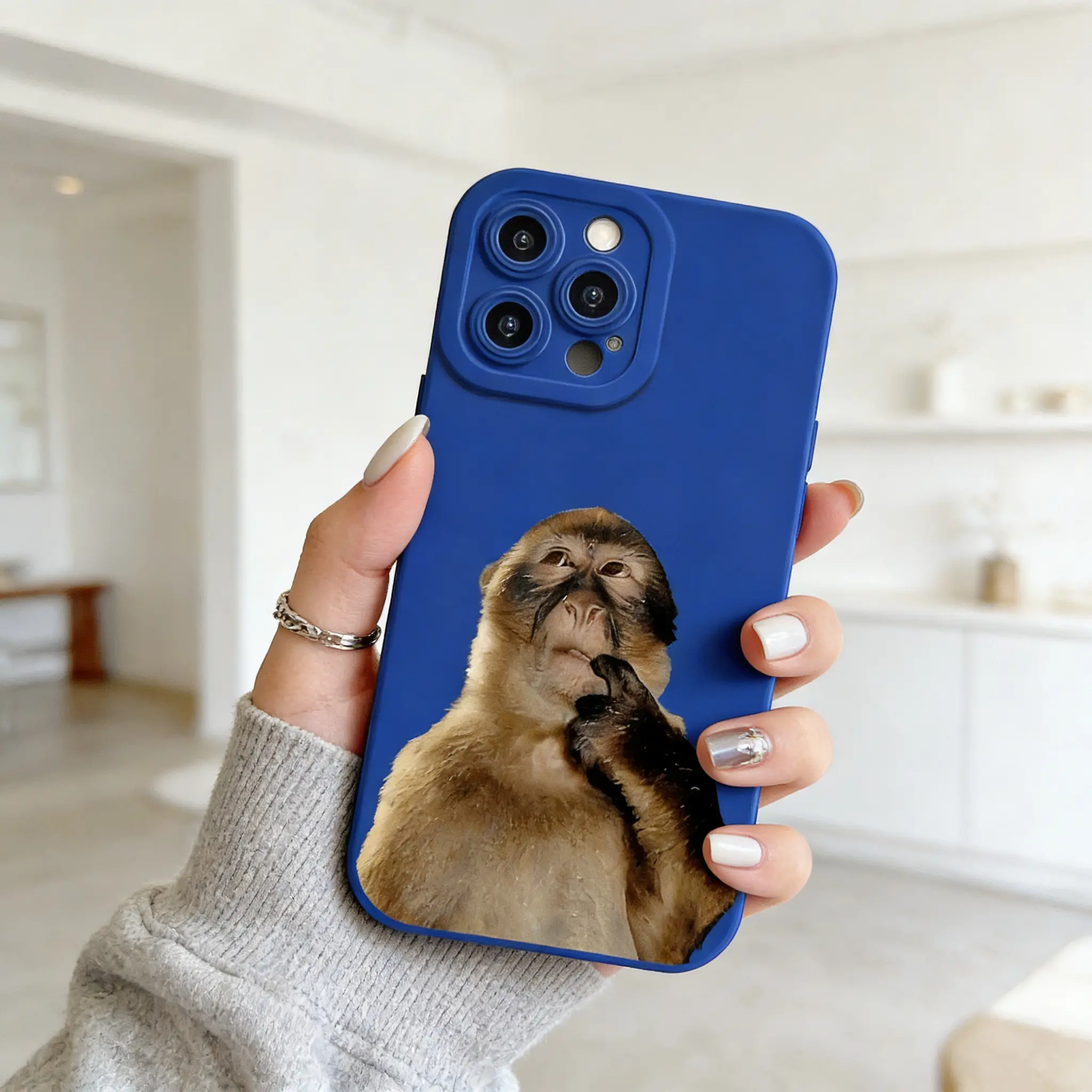 Funny Cute Monkey Meme Cartoon Soft TPU Phone Case Shockproof Anti Drop Protective Cover For 13 14 15 16 17 Pro Max Series campingessentials