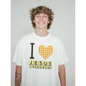 I Love Jesus Jesus Love You Waffle Comfort Colors Shirt, Bryce Crawford Merch, Christian Apparel Graphic Tee, Funny Christian Breakfast T-shirt, Unisex Casual 100% Cotton  Inspirational Quote TShirt, Viral Unisex Comfort Colors rock