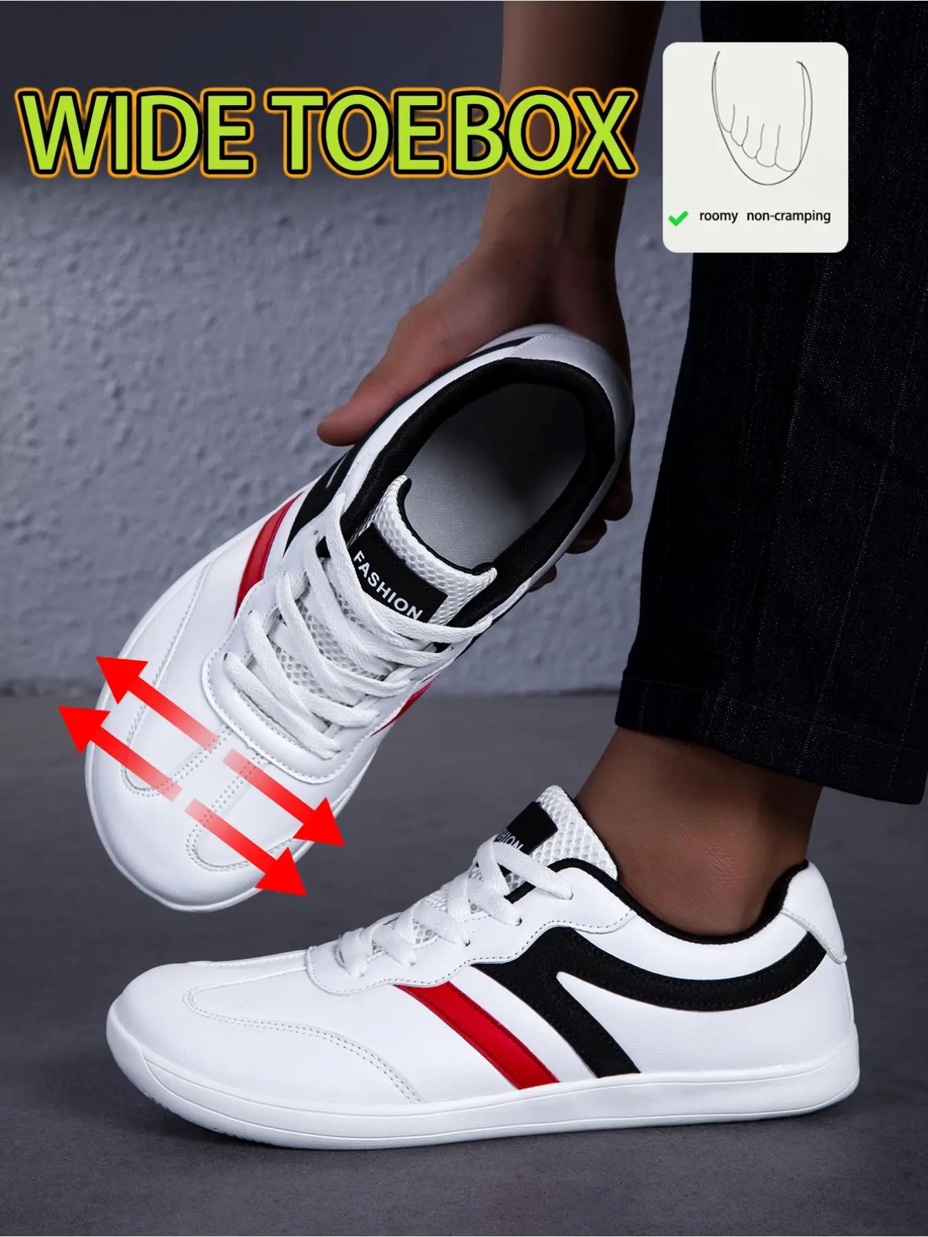 Couple Wide Fit Shoes, Comfortable Flat Walking Shoes, Ideal for Daily Commute & Outdoor Activities, All-Season Wear