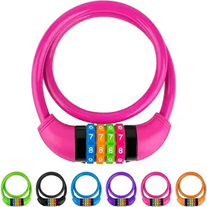 Lock ,   Lock with 4 Digit Combination & Alloy Lock , Resettable Combination    Lock, 2 Ft x ?1/2 in (Rose Red)