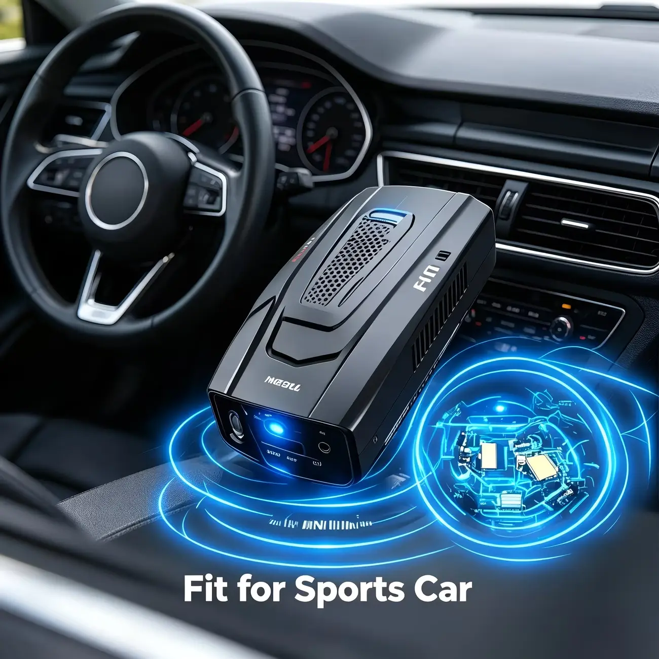 V7 16-Band Automotive Radar Detector Electronic Accessories, 360-Degree Laser Scanning, Audio Alert System, Matte Black Stylish Design, Tool-Free Suction Mount Installation, 12V Powered Safety Device for Cars, Trucks