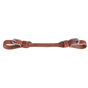 Harness leather adjustable rolled center curb strap