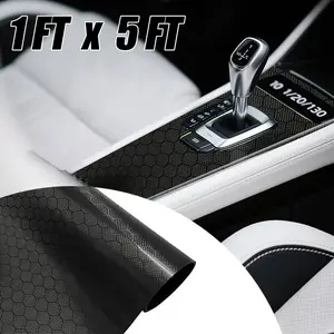 Honeycomb Carbon Fiber Vinyl Wrap, 1ft x 5ft Chrome Hexagon Cast Vinyl Film Self-Adhesive Car Wrap Stickers for Almost Cars and Motorcycles Exterior Interior