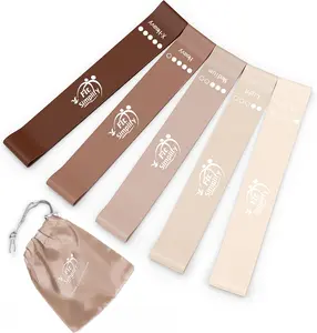 Set of 5 Resistance Loop Exercise Bands with Instruction Guide and Carry Bag