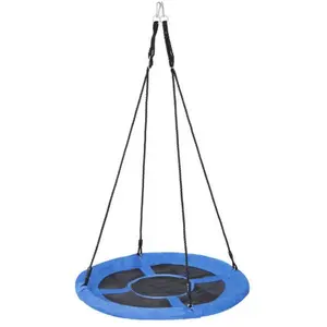 AnswerE 40-in Round Blue Oxford Fabric Saucer Tree Swing Set - Adjustable Rope, Multifunction Non-Inflatable Hammock, Durable Kids Outdoor Equipment for Backyard Decor (Playful, Suspension, Pod Styles), Playful Hammocks