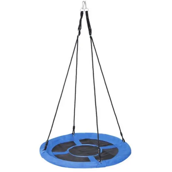AnswerE 40-in Round Blue Oxford Fabric Saucer Tree Swing Set - Adjustable Rope, Multifunction Non-Inflatable Hammock, Durable Kids Outdoor Equipment for Backyard Decor (Playful, Suspension, Pod Styles), Playful Hammocks
