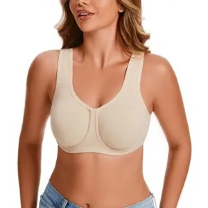 Women's Max Control Underwire Sports Bra High Impact Plus Size with Adjustable Straps Unlined Bra