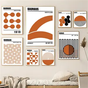 Bauhaus Geometric Art Painting Calligraphy Eco-Friendly Cotton Canvas Poster Fine Texture Smooth Surfac Waterproof Wall Art for Home & Outdoor Decor Gift