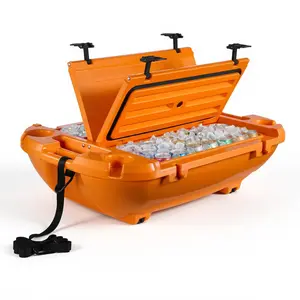 VEVOR Floating Cooler, 40 QT Floating Ice Chest with Dry Storage & Tow Rope, Premium LLDPE Amphibious Drink Cooler for Water & Land, Cruise Smoothly Stable on Lake, River, Pool, Beach, Kayak, Orange