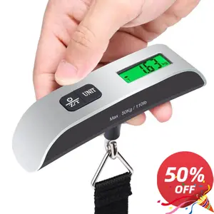 Luggage Scale, Portable Digital Hanging Baggage Scale for Travel, 110lbs Hanging Baggage Scale with Backlit LCD Display,Travel Luggage Weight Scale with Hook, Battery Included`