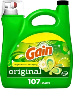 Gain + Aroma Boost Laundry Detergent Liquid, Original Scent, 107 Loads, 154 fl oz, HE Compatible Laundry Soap with Febreze and Oxi, Gain Laundry Detergent, Liquid Laundry Detergent