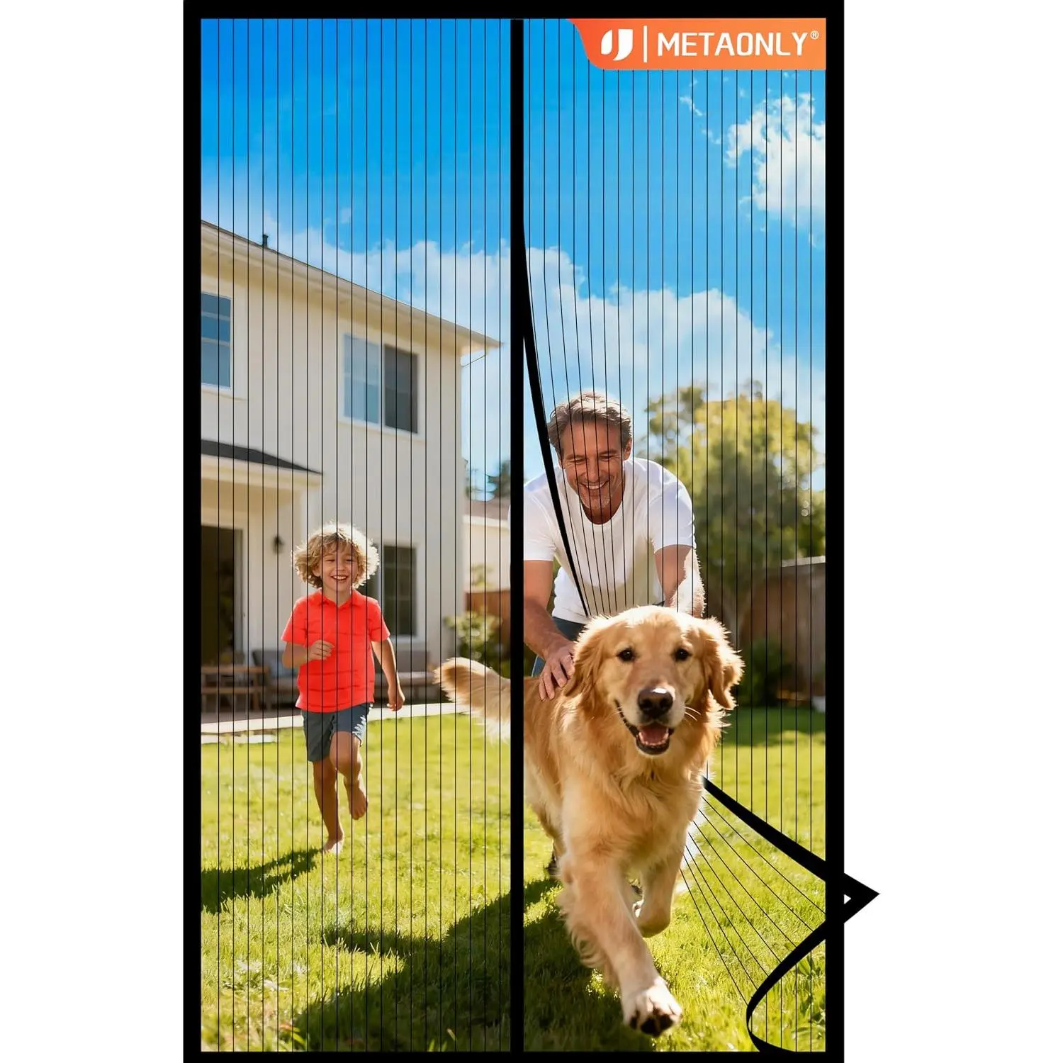 Magnetic Screen Door Mesh, Works for Patio, Sliding Door, Keeps Bug Mosquito Out, Fresh Air Flow, Fits 36" x 80" Door - Curtain Size 38" x 82", Black