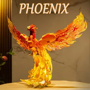 900PCS Fire Phoenix Building Blocks Model Toys Various Flowers Feather Desktop Ornaments Creative Home Decorations Assembly Bricks Gifts For Girls/Friends/Kids