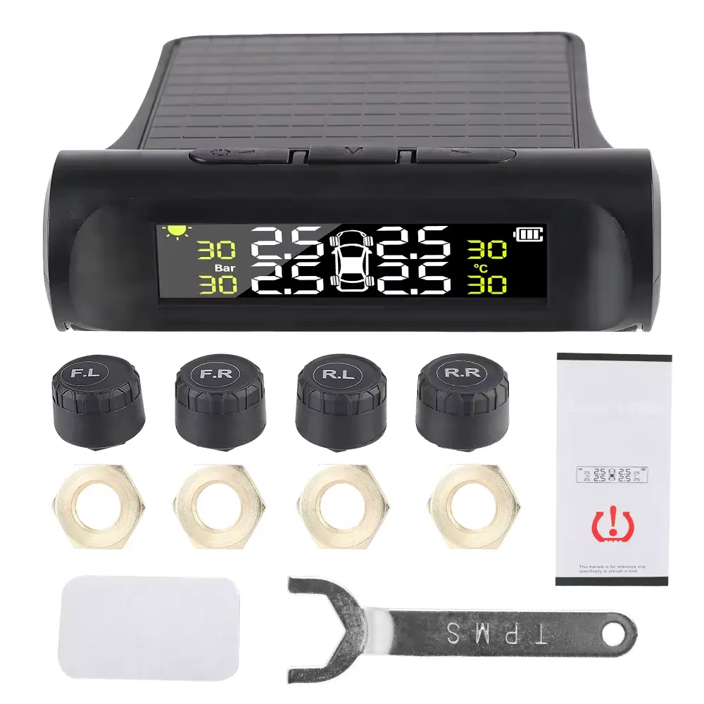 Tire Pressure Monitoring System Temperature Warning New C External Battery Version Sensors Solar TPMS Car Tyre Pressure Monitor LEEPEE
