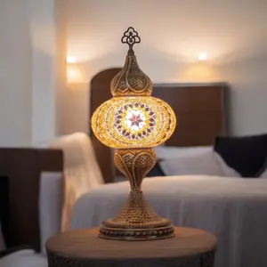 Handmade Turkish Mosaic Lamp 'The Turkish Sun' Classic Design Blue Decorative Table Lamp for Home Decor