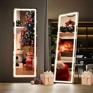[Live] Full Length Mirror with LED Lights 64"x21" Lighted Floor Standing Mirror Decor Durable 3 Colors Adjustable Brightness Upgraded Nano Glass
