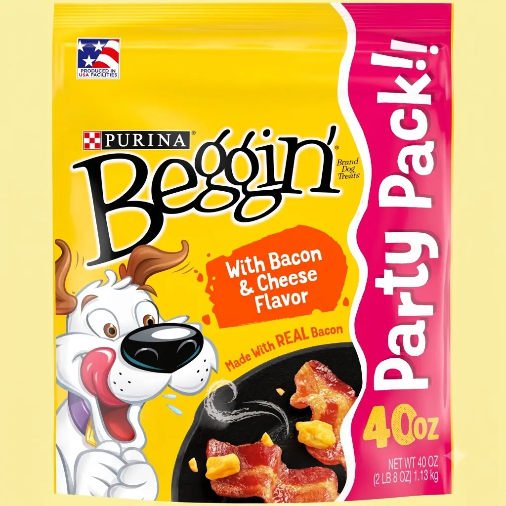 Purina Beggin Strips Dog Treats Real Bacon And Cheese Flavors Tender Chews 40 oz Pouch Soft Training Snacks For Dogs