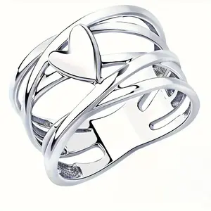 Women's Irregular Hammered Hollow Heart-Shaped Stackable Ring, Simple and Stylish, Heart-Shaped Ring, Jewelry Gift for Wife, Daughter, Mother