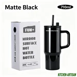 insulated cup 40oz Large Capacity Double-Wall Vacuum Stainless Steel Tumbler with Straw Lid & Handle Leakproof Mug Black/White Reusable Cup for Hot Cold Drinks Travel Camping Office Compatible with Straw SUS316 Heat and Cold Insulation - Drinkware gift