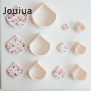 6pcs Fan Waterdrop Shape Clay Cutterswith Different Sizes Clay Earring Cutters for Earrings Making and Studs Jewelry