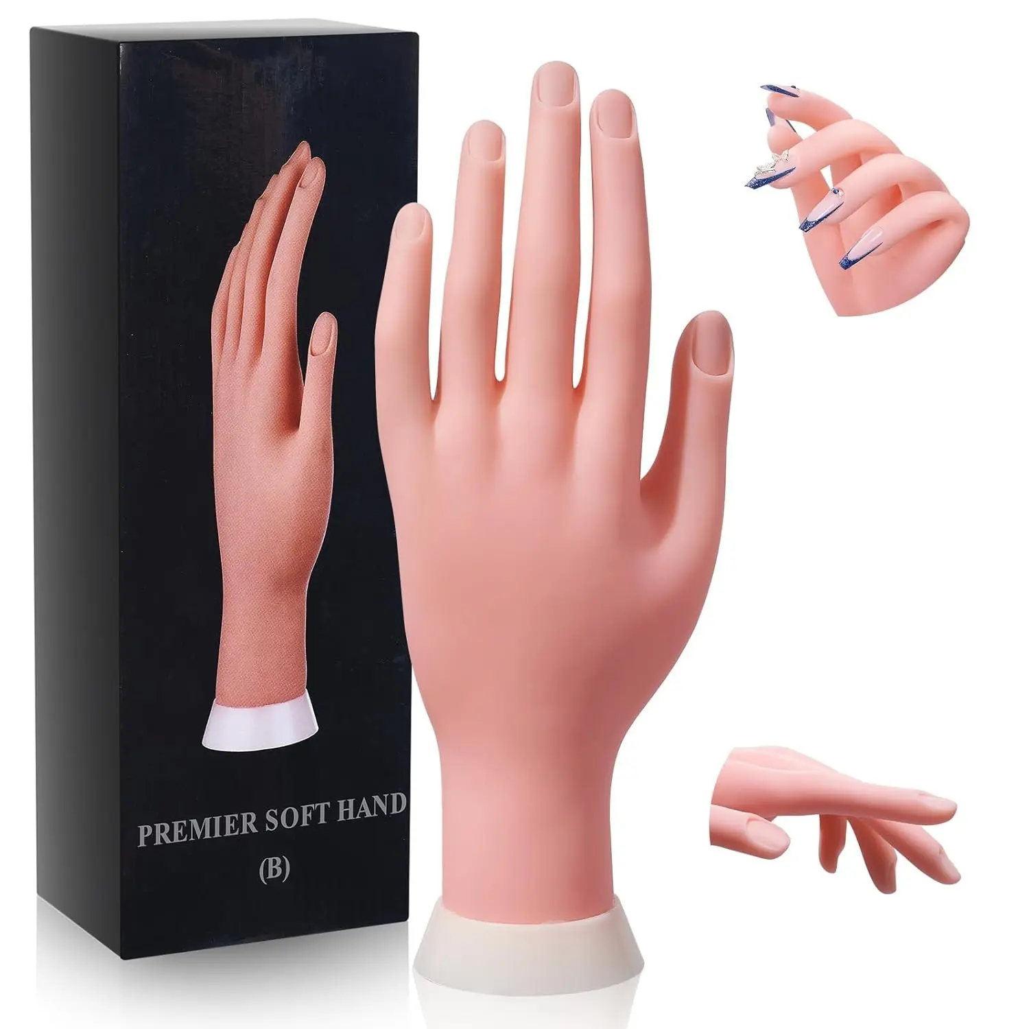 Flexible Nail Mannequin Hands for Acrylic Nails, Bendable Training Fake Hand for Nail Art Beginners, Ideal for Practice and Manicure, Nail Art Accessories, Home Nail Art, Nail Art Tools