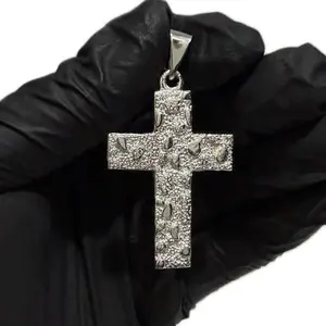 solid silver 925 cross nugget pendant