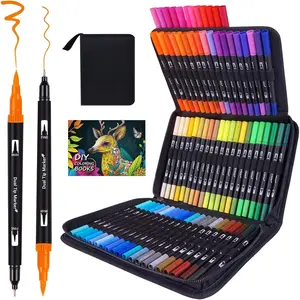 Dual Markers Brush Pens for Adult Coloring Books, 72 Colors Art Marker Set with Fine & Brush Tip Pen for  Journaling, Coloring, Drawing, Hand Lettering, Calligraphy, Art Supplies